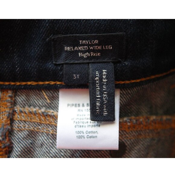 Veronica Beard Taylor Wide-Leg High-Rise Jeans 33" / Size 31 / Lasso Brown Navy - Picture 11 of 11